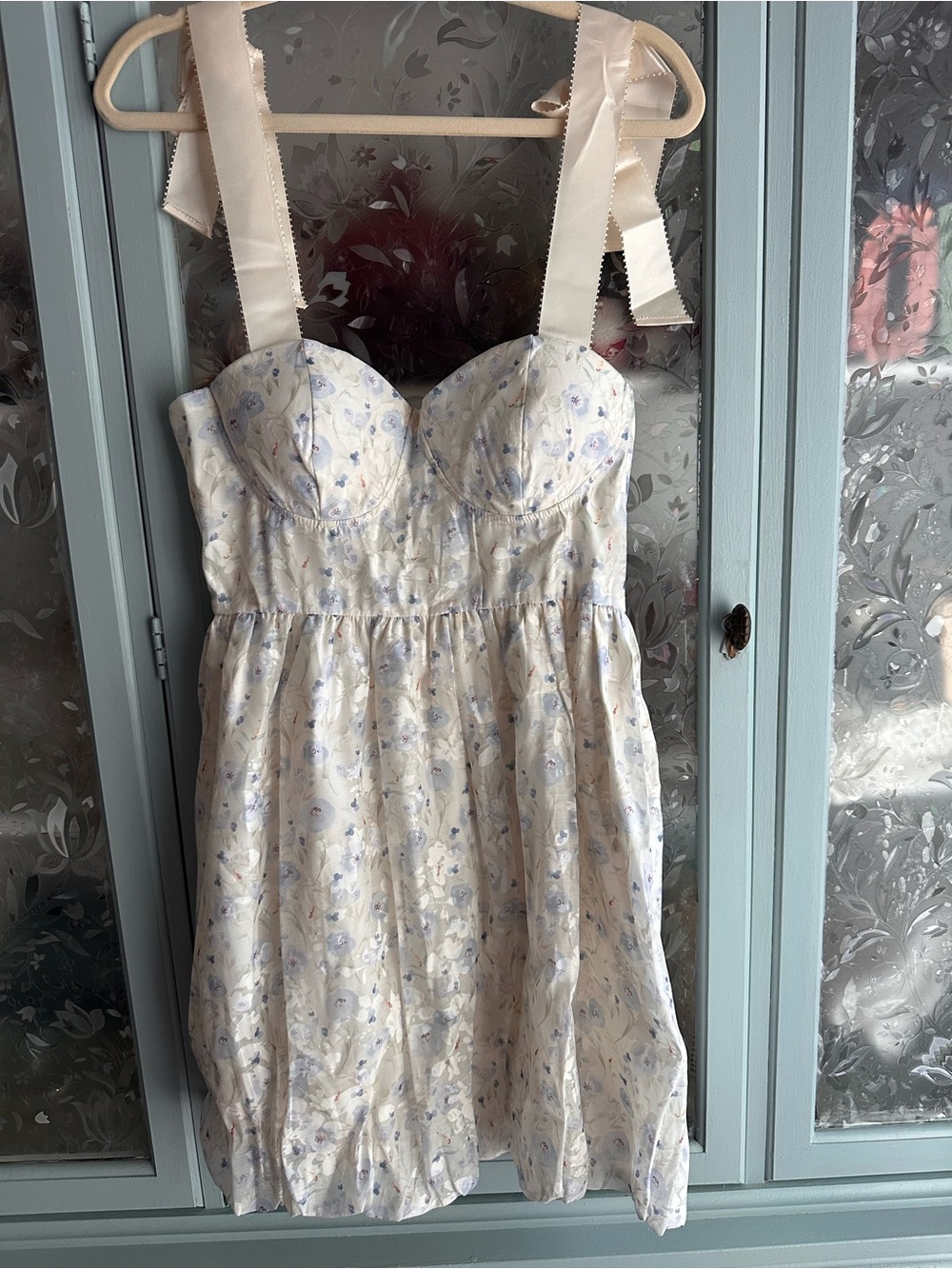 Love Cream Floral Sundress with Blue & Lavender Accents